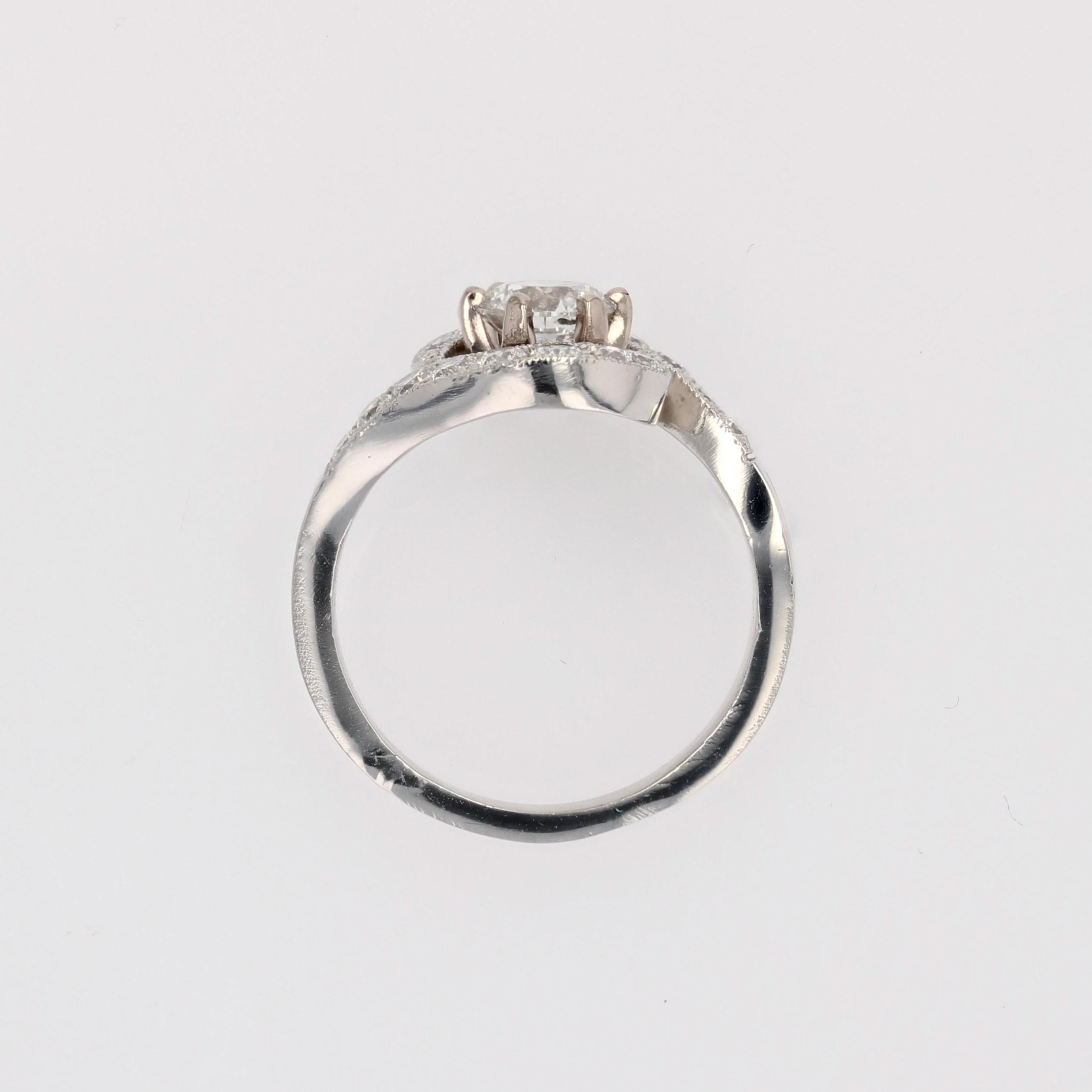 New Belle Epoque Spirit Diamonds 18 Karat White Gold Platinum Swirl Ring For Sale 7