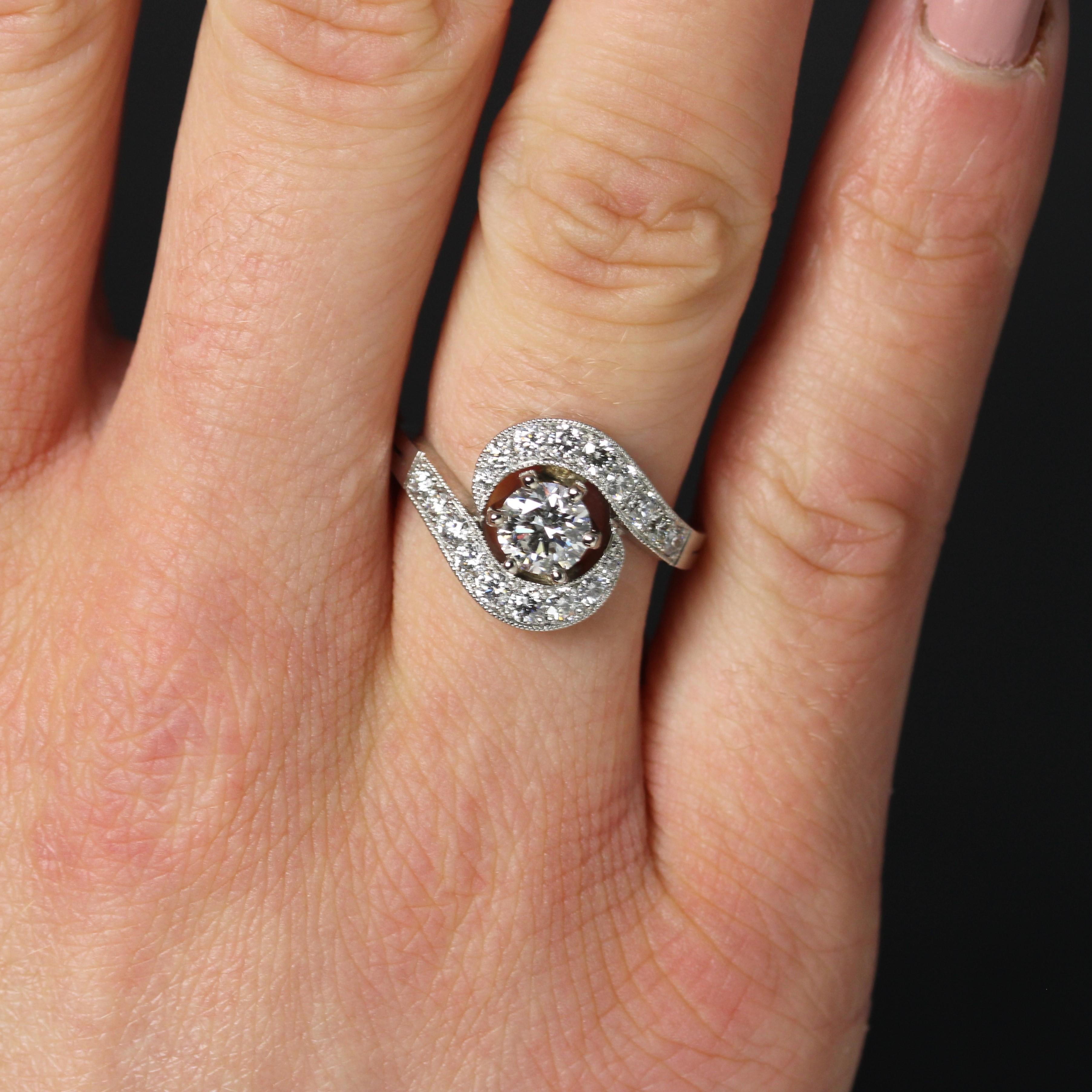 Women's New Belle Epoque Spirit Diamonds 18 Karat White Gold Platinum Swirl Ring For Sale
