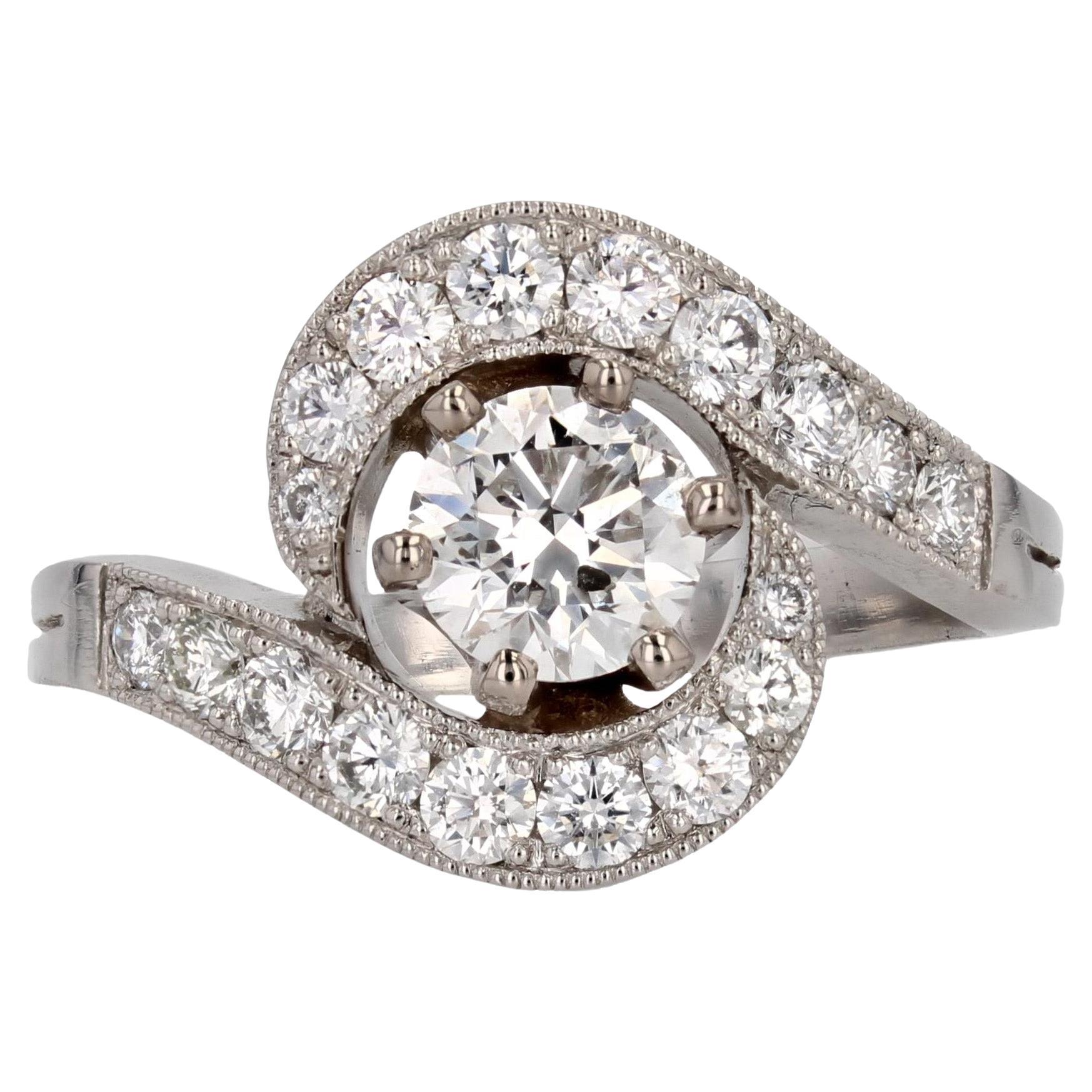 Nuevo Anillo Espiritu Belle Epoque Diamantes 18 Kilates Oro Blanco Platino Remolino