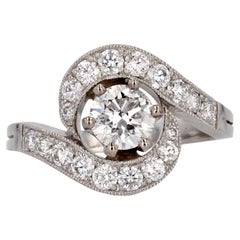 Neuer Ring mit Wirbeln aus 18 Karat Weißgold und Platin mit Spirit-Diamanten aus der Belle Epoque
