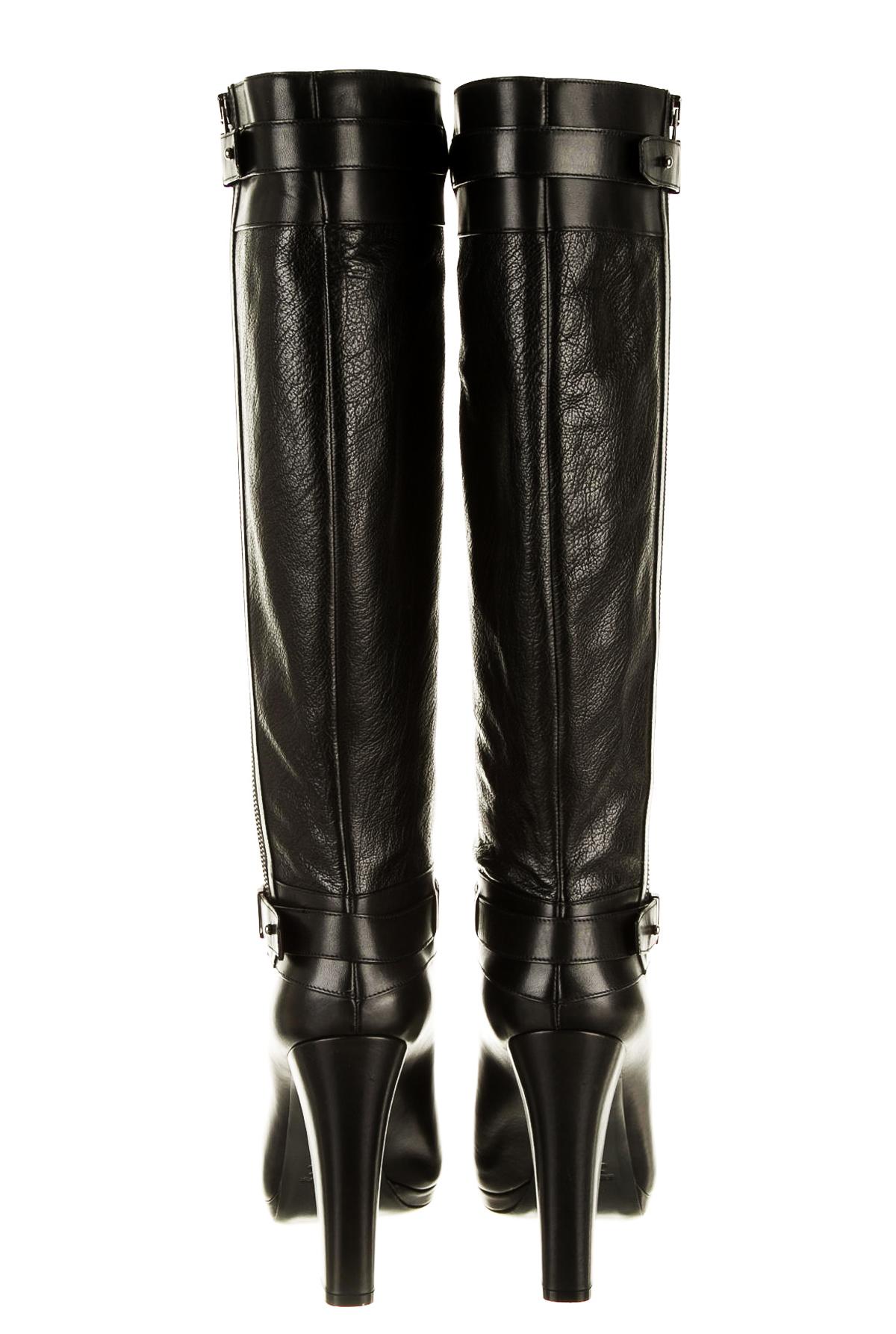 New Belstaff Runway  GAINSBOROUGH Leather Black Knee-High Boots 39.5 - US 9.5 In New Condition For Sale In Montgomery, TX