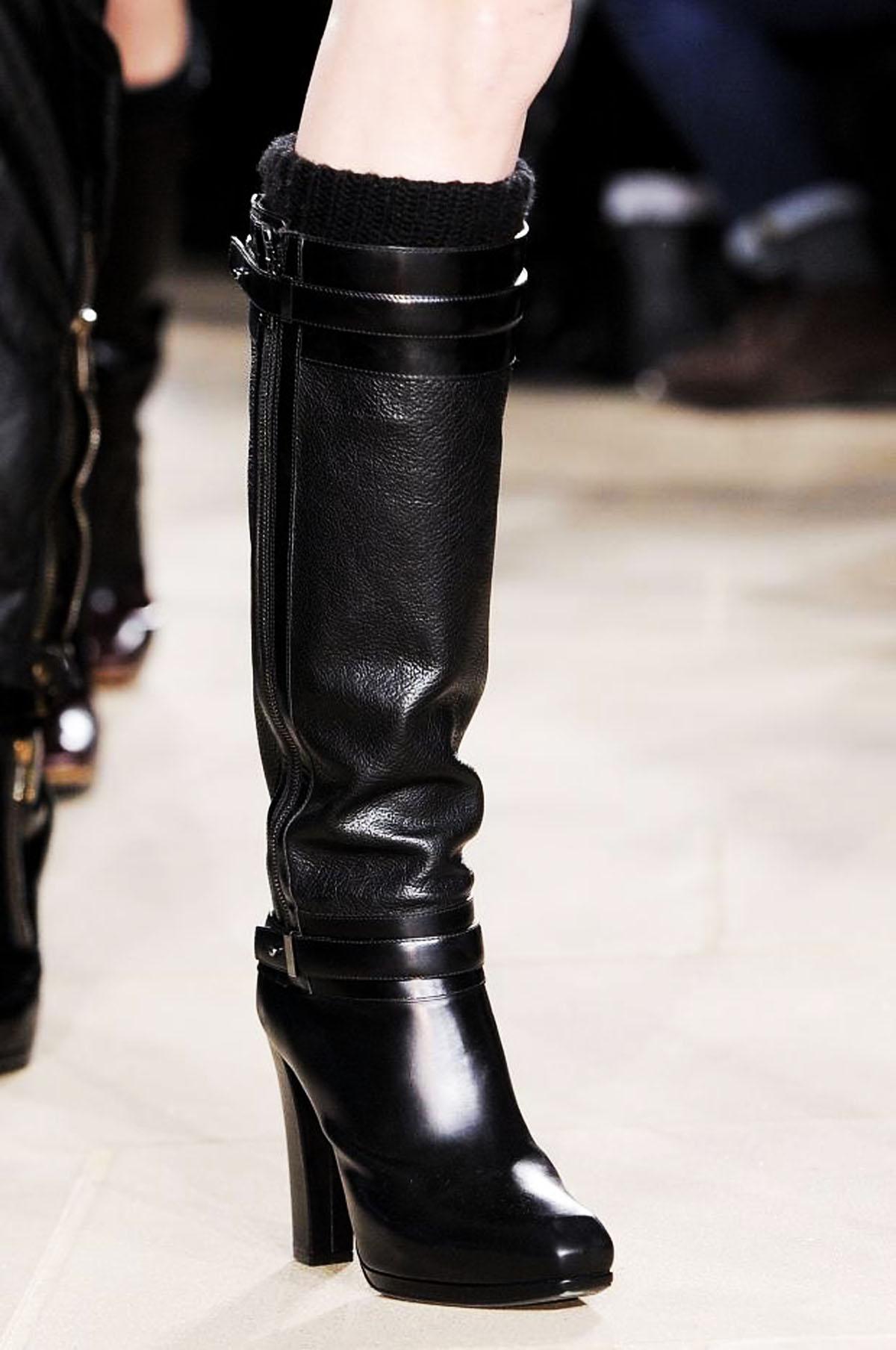 Women's New Belstaff Runway  GAINSBOROUGH Leather Black Knee-High Boots 39.5 - US 9.5 For Sale