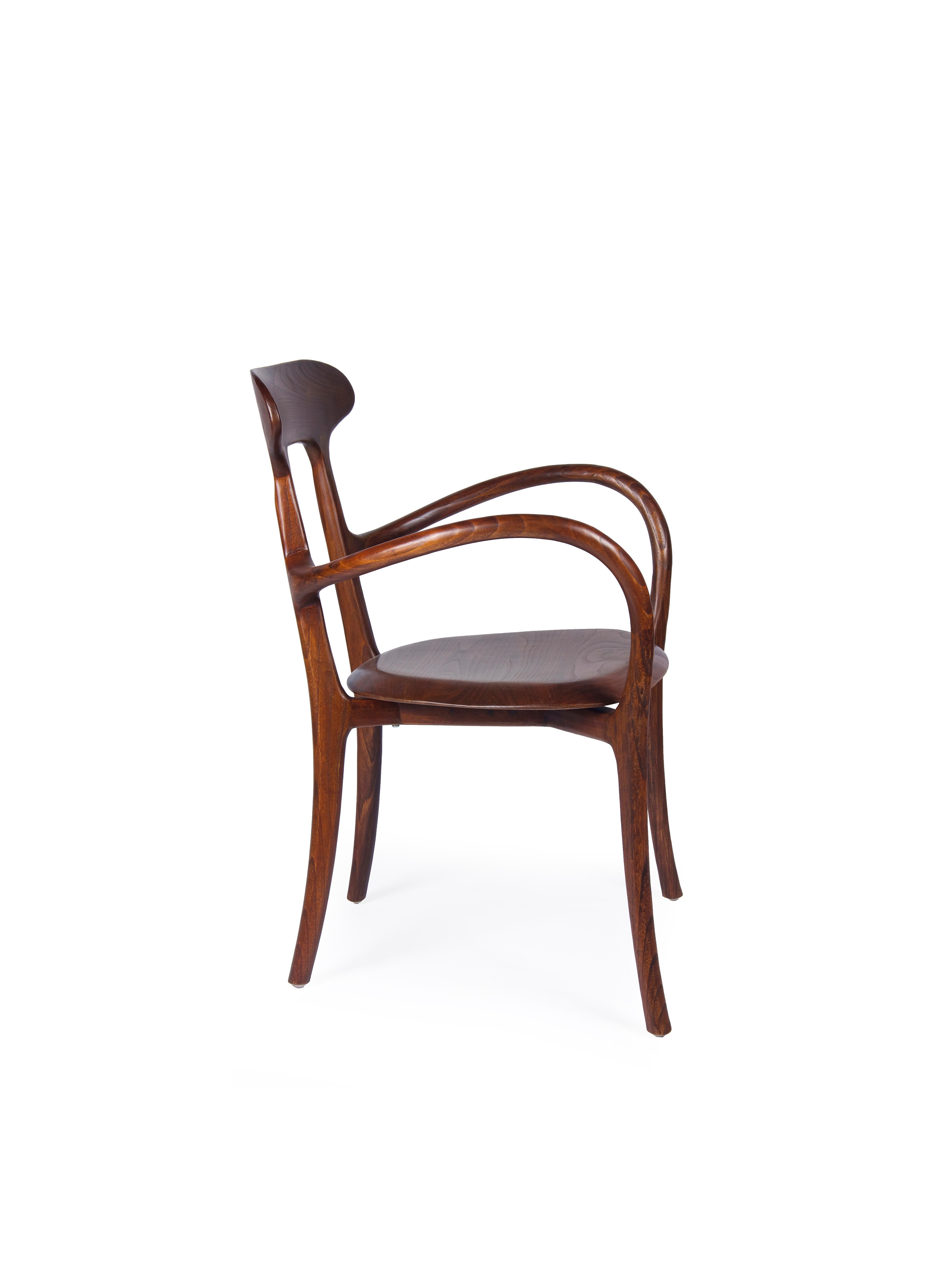 Organic Modern New Bentwood Armchair with Wood Seat and Back