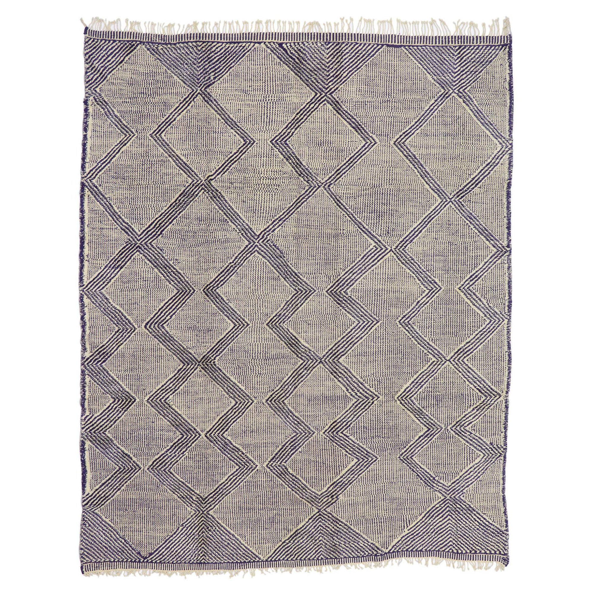 Nouveau tapis marocain Beni Mrirt avec motif surélevé, 10'02 x 12'09