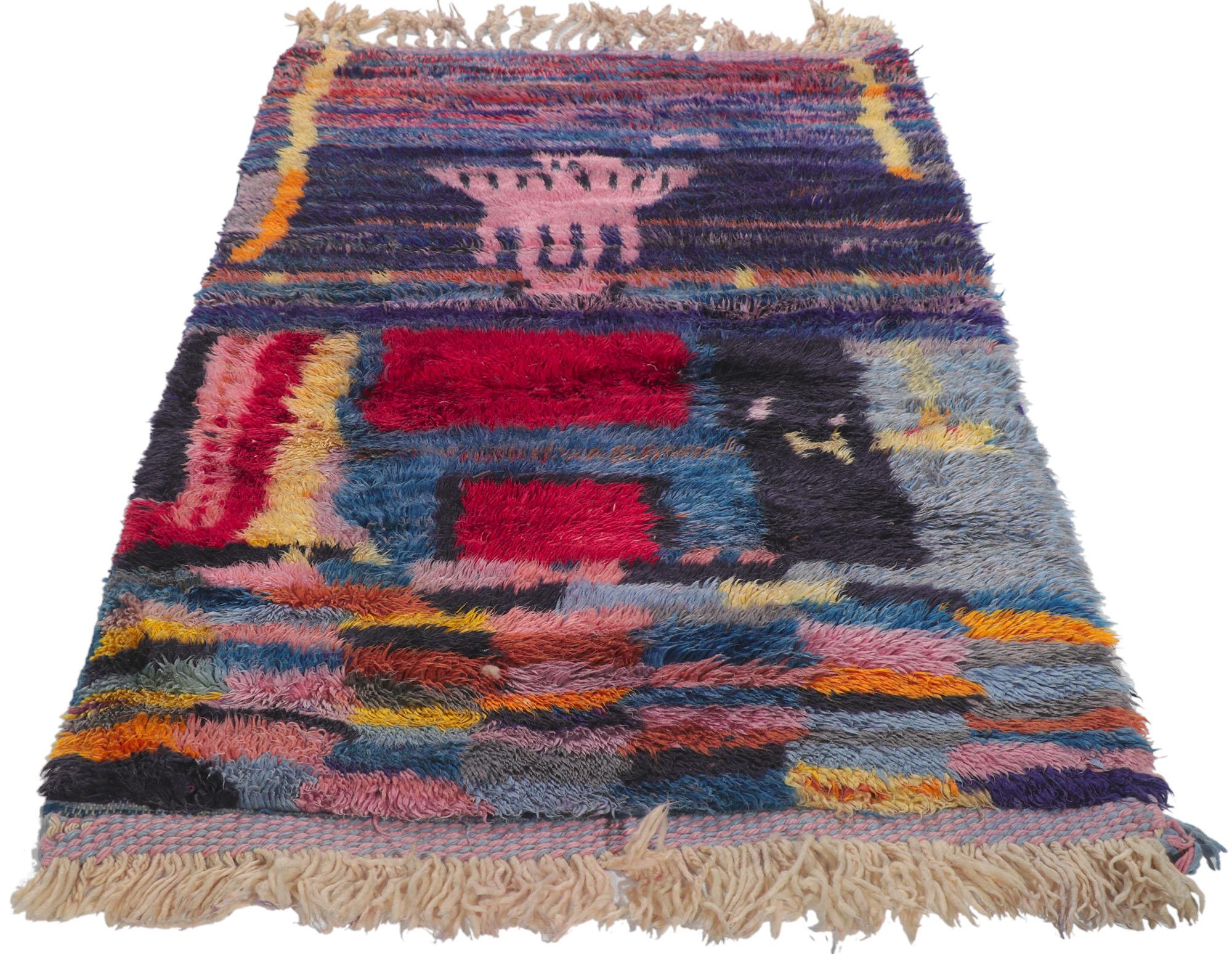 Tribal Contemporary Colorful Beni Ourain Moroccan Rug by Berber Tribes of Morocco For Sale