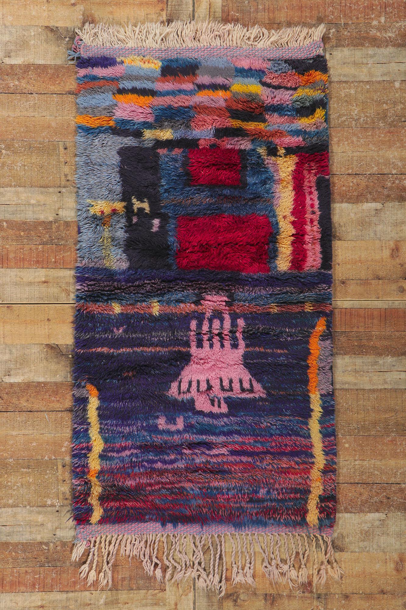 Contemporary Colorful Beni Ourain Moroccan Rug by Berber Tribes of Morocco For Sale 2