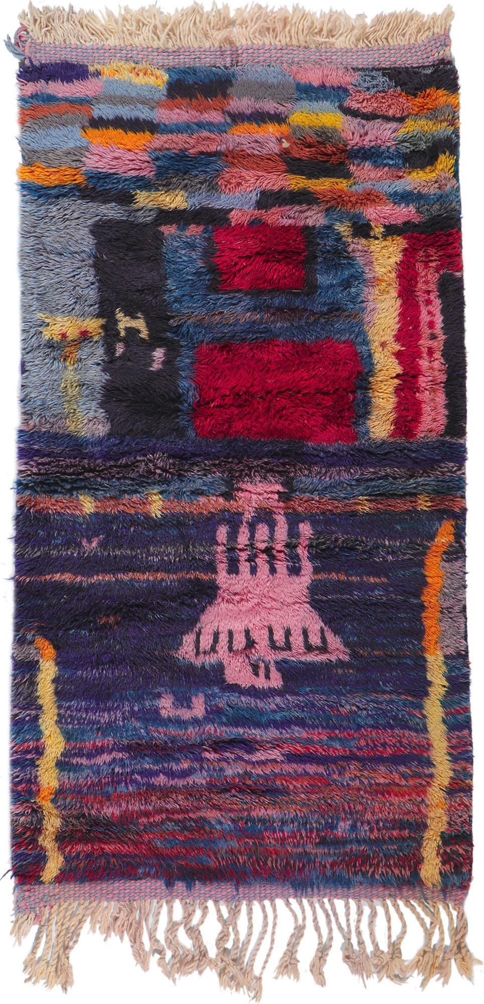 Contemporary Colorful Beni Ourain Moroccan Rug by Berber Tribes of Morocco For Sale 3