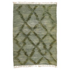 New Berber Moroccan Kilim High-Low Rug with Modern Biophilic Design