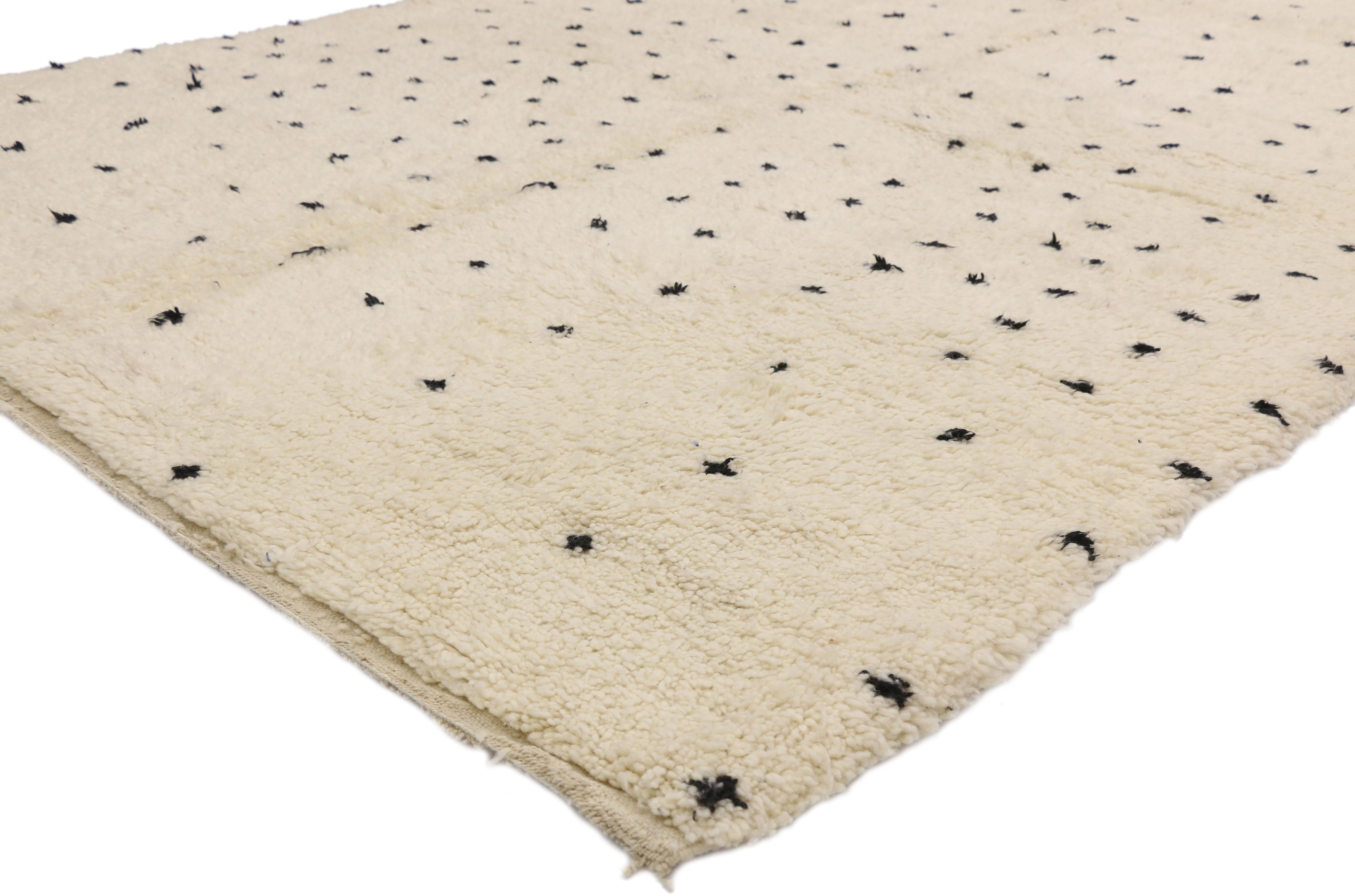 20785, new Berber Moroccan rug inspired by Yayoi Kusama Polka Dot Motifs. This gorgeous hand knotted wool contemporary Berber Moroccan rug features a playful all-over confetti pattern steeped in Berber tribal symbolism. The sprinkle pattern is a