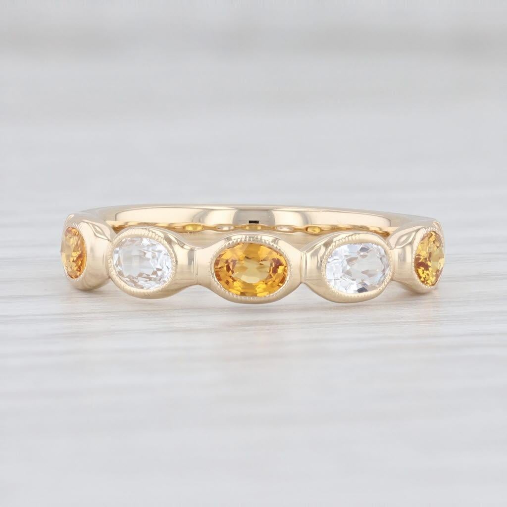 Oval Cut New Beverley K 1.1ctw White Orange Sapphire Stackable Ring 14k Gold Size 6.5 For Sale