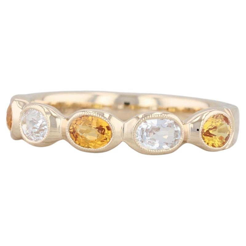 New Beverley K 1.1ctw White Orange Sapphire Stackable Ring 14k Gold Size 6.5 For Sale