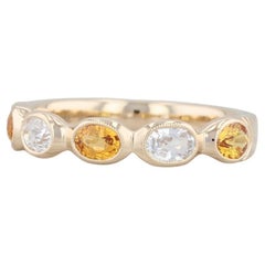 New Beverley K 1.1ctw White Orange Sapphire Anello impilabile in oro 14k Misura 6.5