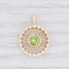Nuevo Colgante Floral Beverley K 1.38ctw Peridoto Diamante Oro Amarillo 14k