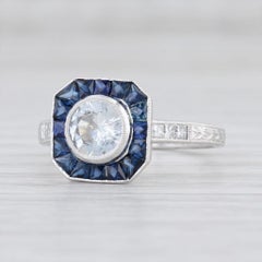 Beverley K, bague de fiançailles halo de saphirs 1,71 ctw, or 14 carats, taille 6,75 diamants