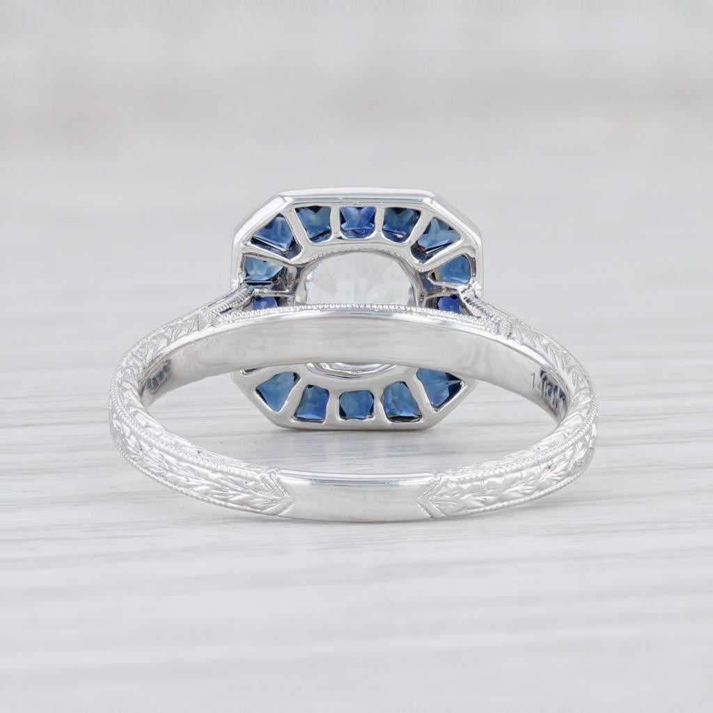 Women's New Beverley K 1.71ctw Sapphire Halo Engagement Ring 14k Gold Size 6.75 Diamonds