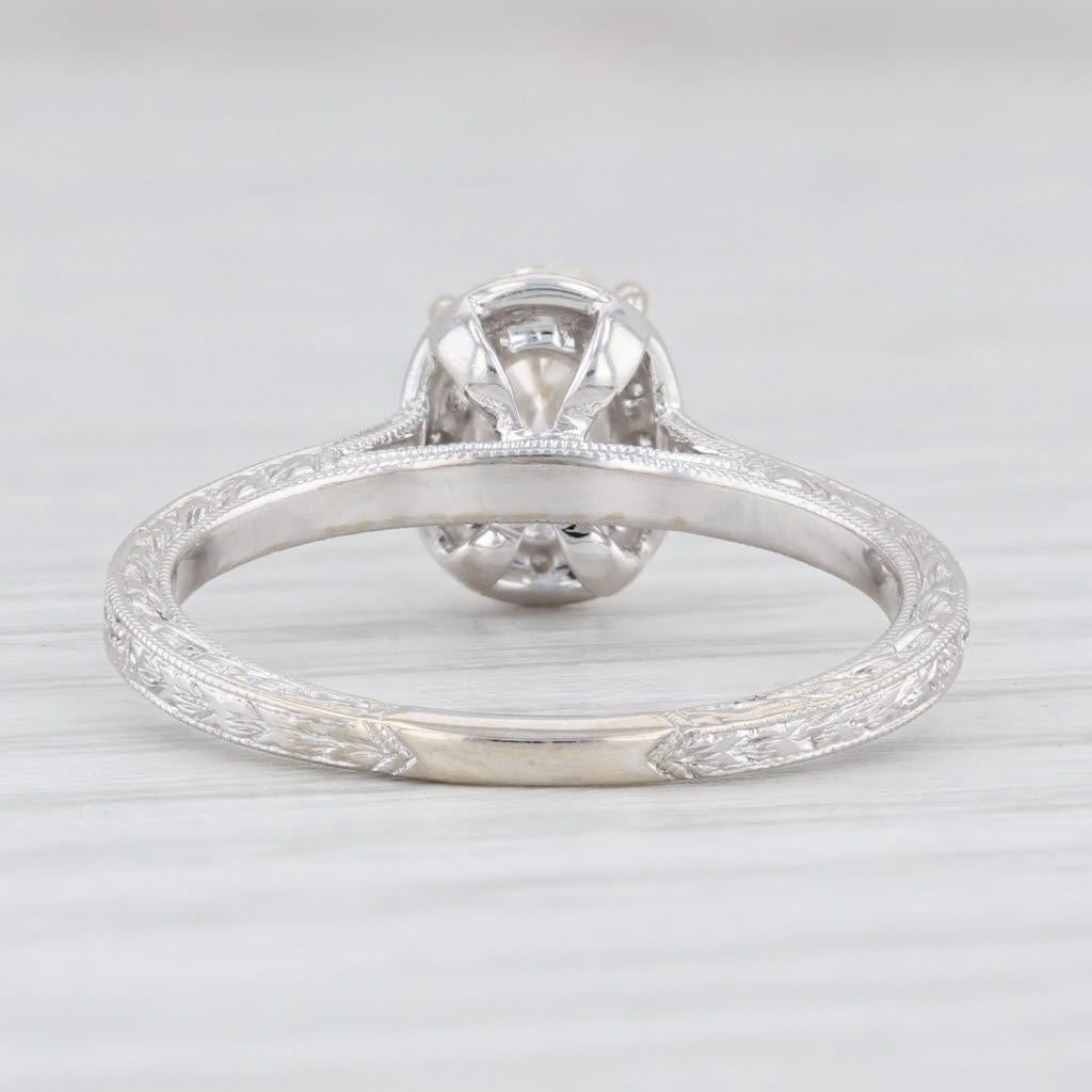 New Beverley K .96ctw Diamond Halo Engagement Ring 14k White Gold Size 6.75 GIA Pour femmes en vente