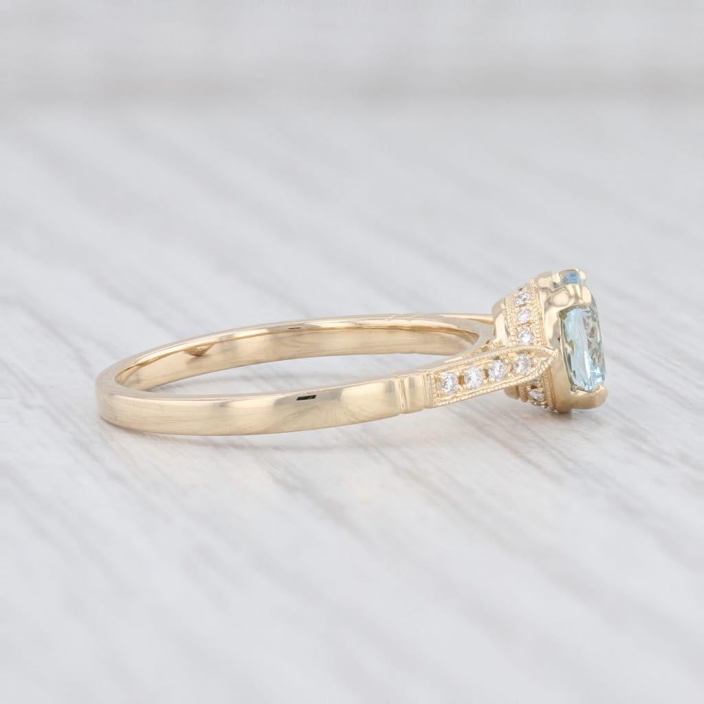 New Beverley K Aquamarine Diamond Ring 14k Gold Size 6.5 Engagement Solitaire For Sale 1