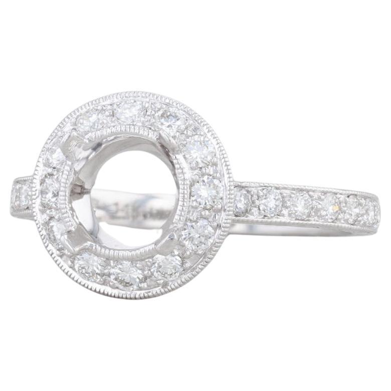 New Beverley K Diamond Semi Mount Halo Engagement Ring 14k Gold Size 6.75