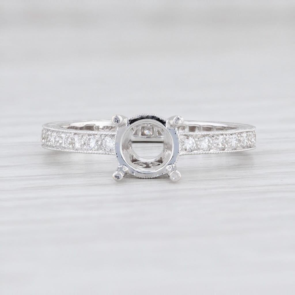Round Cut New Beverley K Round Semi Mount Eternity Ring 18k White Gold Size 6.5 Diamonds For Sale