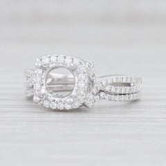 Ensemble de bague de fiançailles Beverley K semi-montée et alliance en or 14 carats, taille 6,75