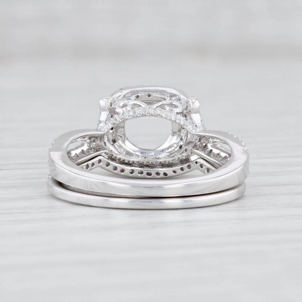 New Beverley K Semi Mount Engagement Ring Wedding Band Set 14k Gold Size 6.75 For Sale 2