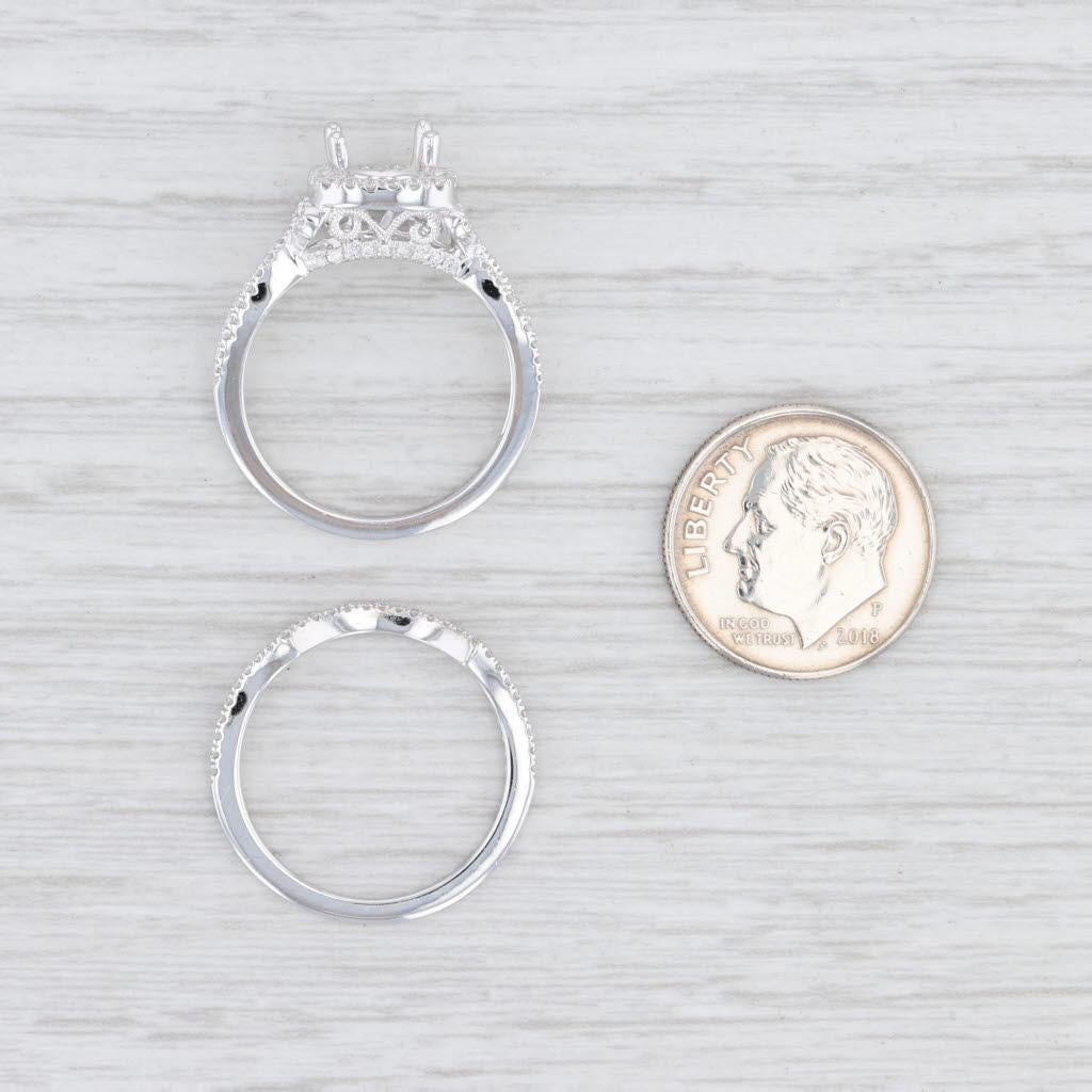 New Beverley K Semi Mount Engagement Ring Wedding Band Set 14k Gold Size 6.75 For Sale 4
