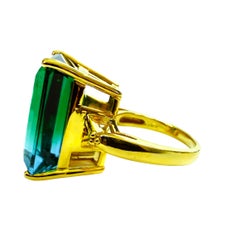 New Bi-Color 21.5 Ct Tourmaline 24k Gold Plated Sterling Ring Size 6.25