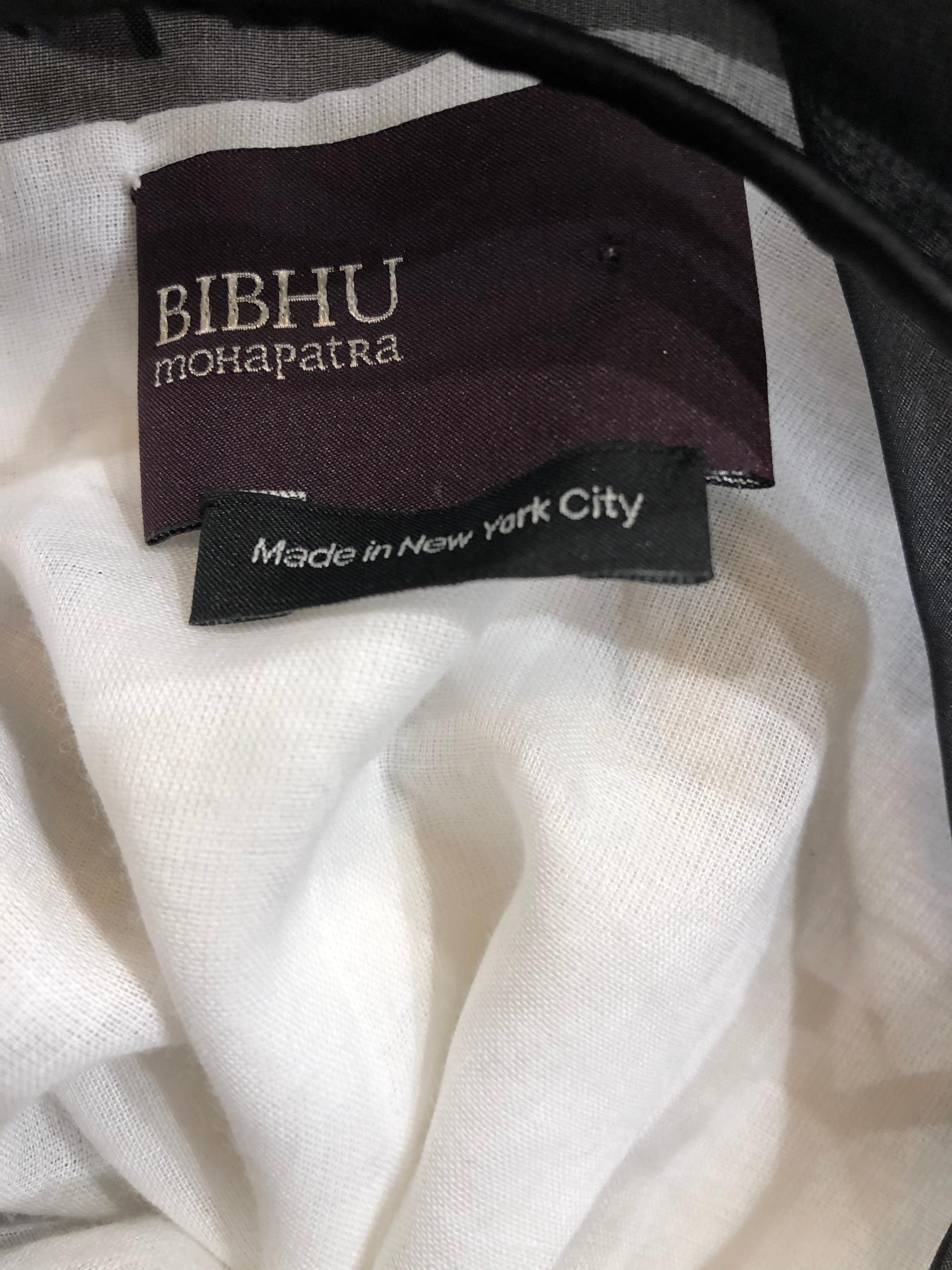 New Bibhu Mohapatra Abstract Print White and Black Silk Sleeveless Shirt Dress 9