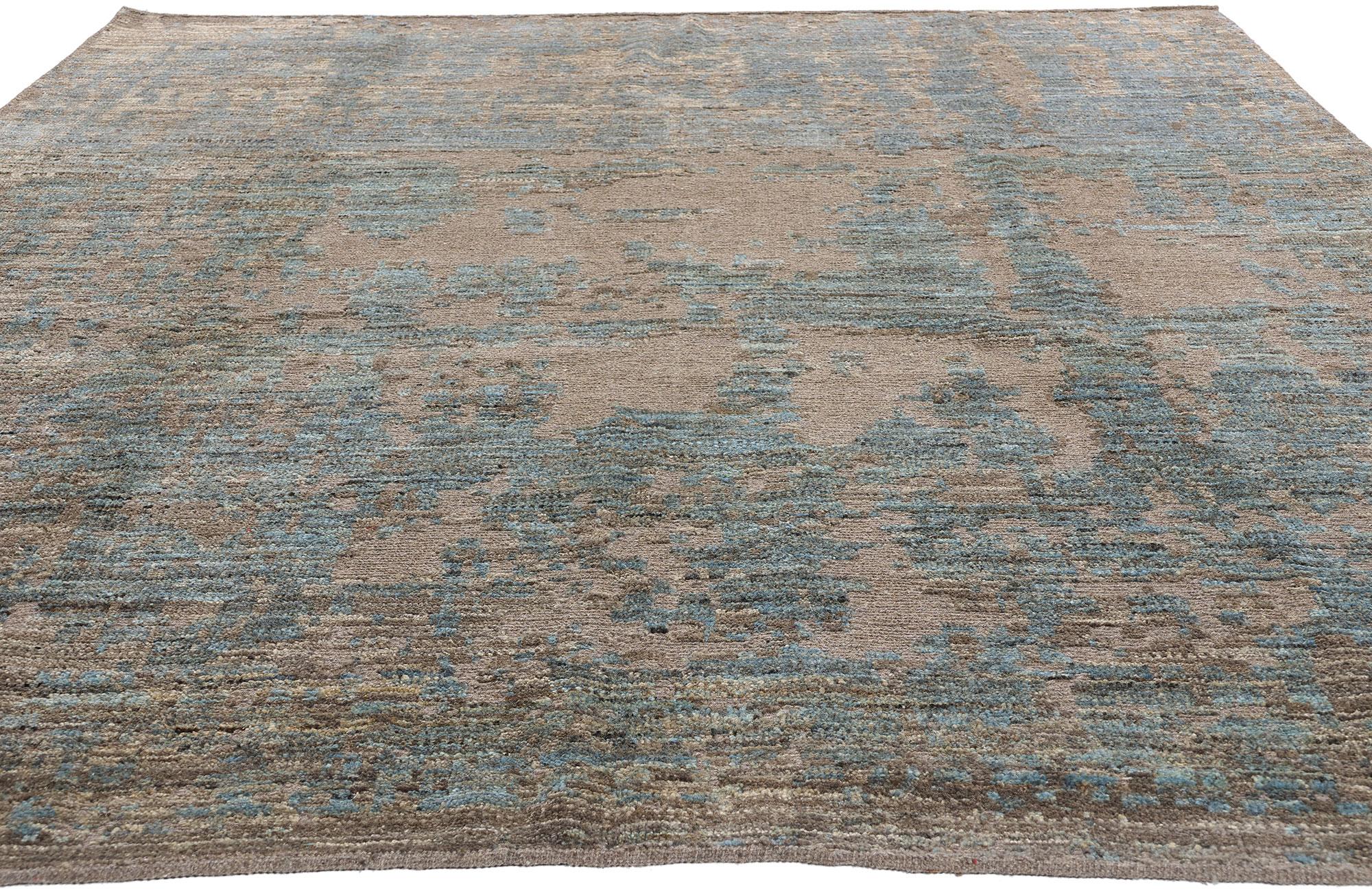 New Biophilic Contemporary Abstract Soumak Textured Carpet (Moderne der Mitte des Jahrhunderts) im Angebot