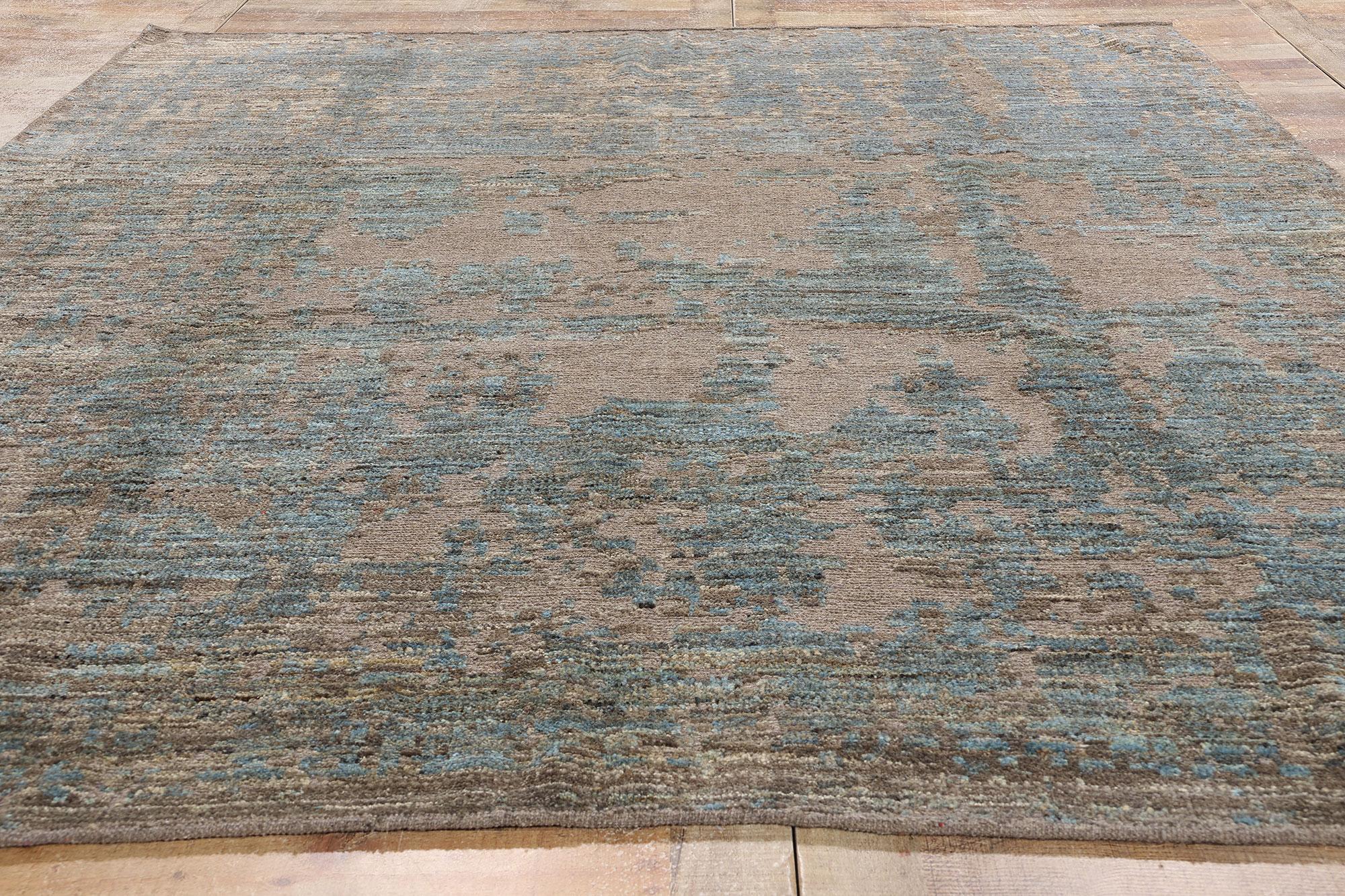 New Biophilic Contemporary Abstract Soumak Textured Carpet (Wolle) im Angebot