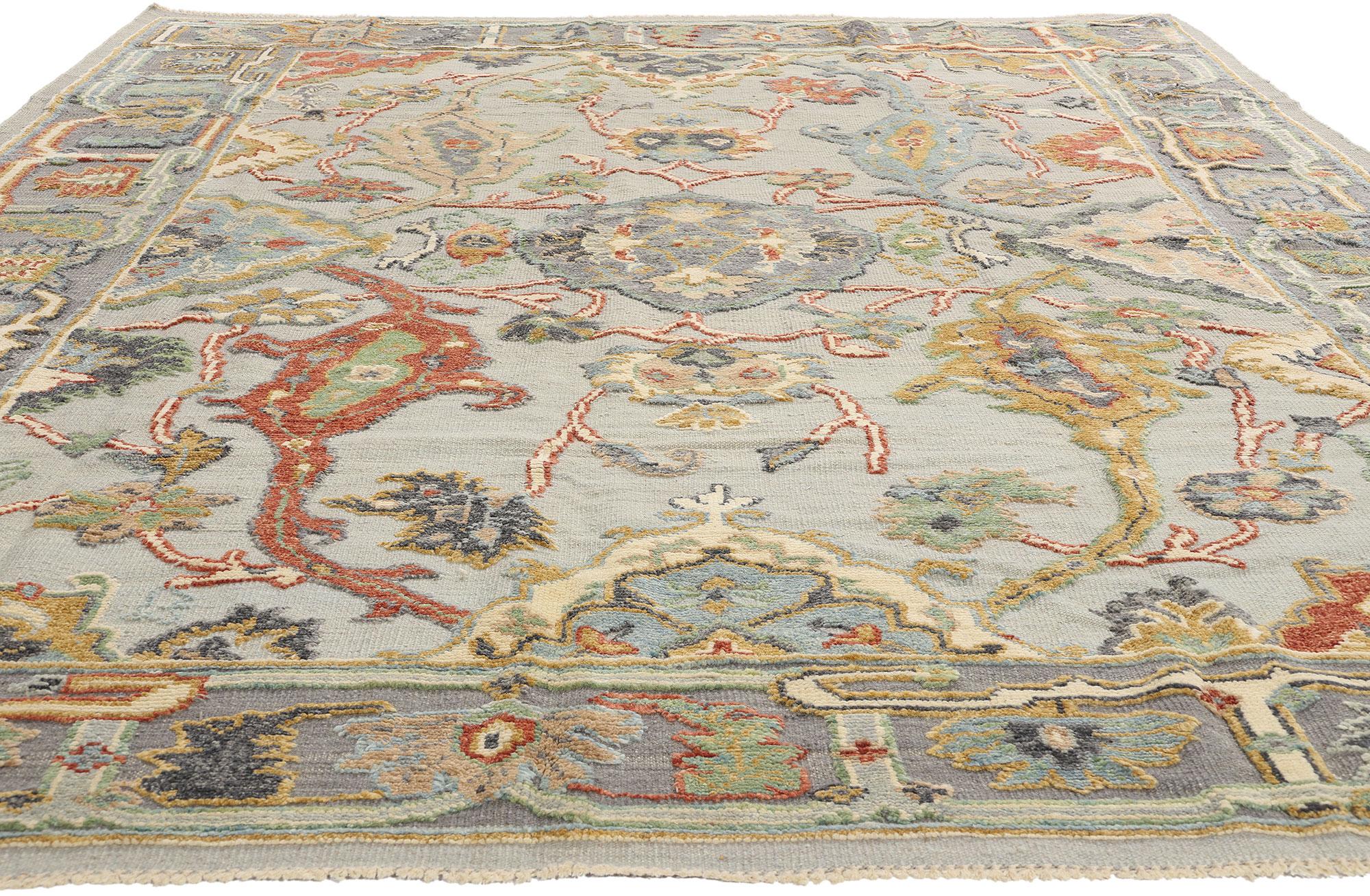 New Biophilic Contemporary Colorful Oushak Soumak Textured Carpet In New Condition For Sale In Dallas, TX