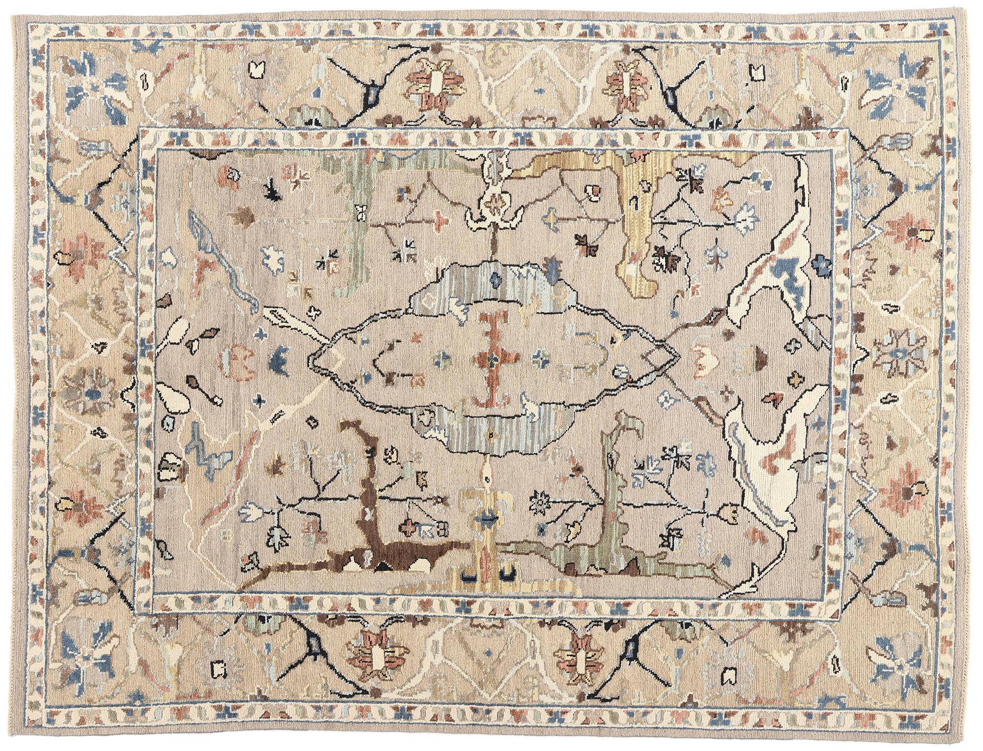 New Biophilic Contemporary Earth-Tone Oushak Soumak Textured Carpet im Angebot 2