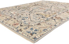 New Biophilic Contemporary Earth-Tone Oushak Soumak Textured Carpet