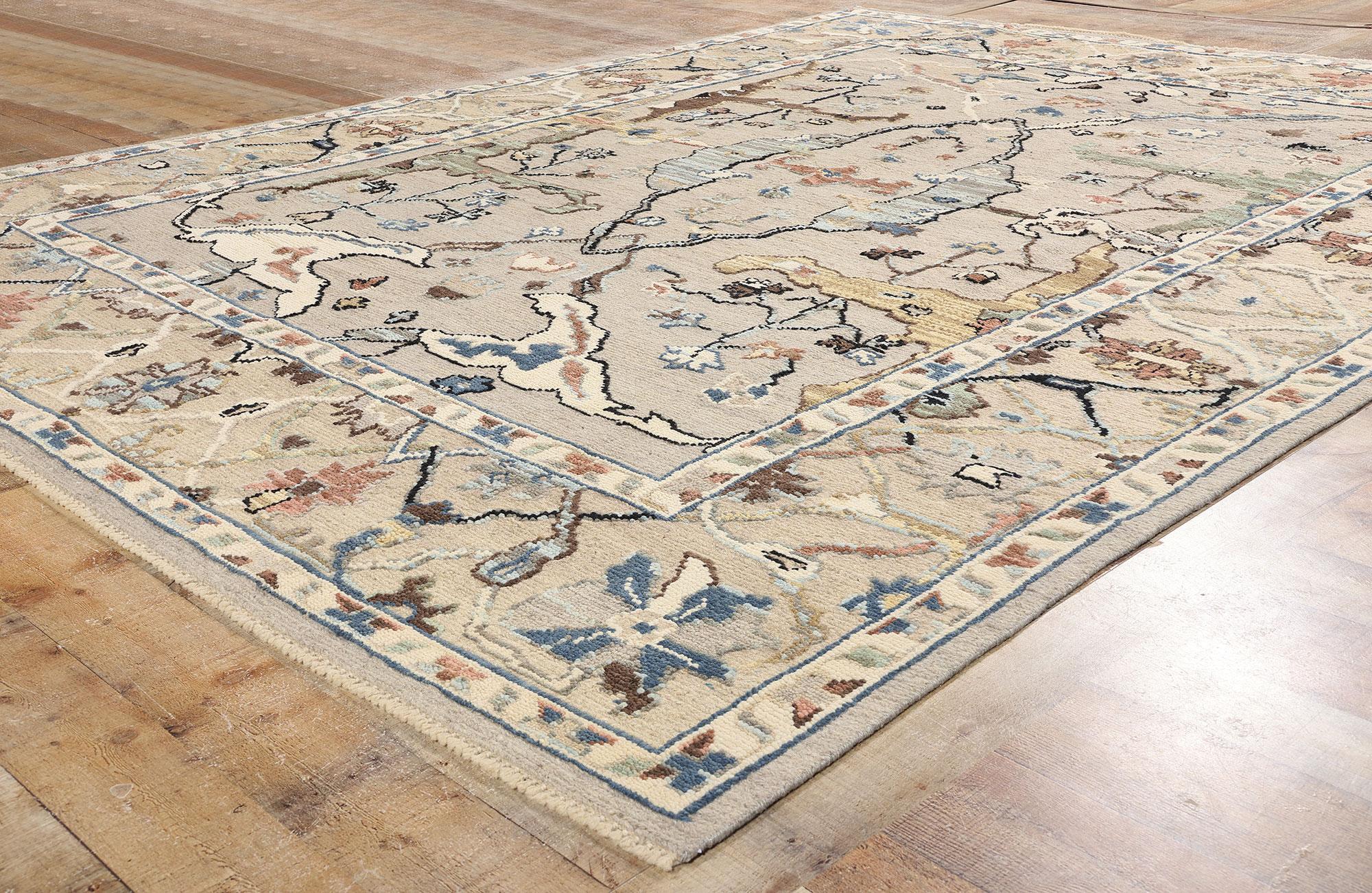 New Biophilic Contemporary Earth-Tone Oushak Soumak Textured Carpet (Sumak) im Angebot