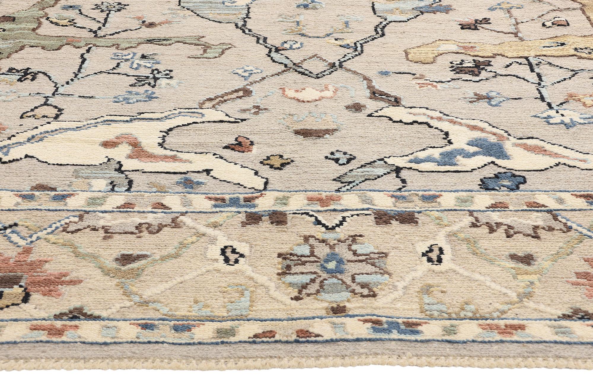 New Biophilic Contemporary Earth-Tone Oushak Soumak Textured Carpet im Zustand „Neu“ im Angebot in Dallas, TX