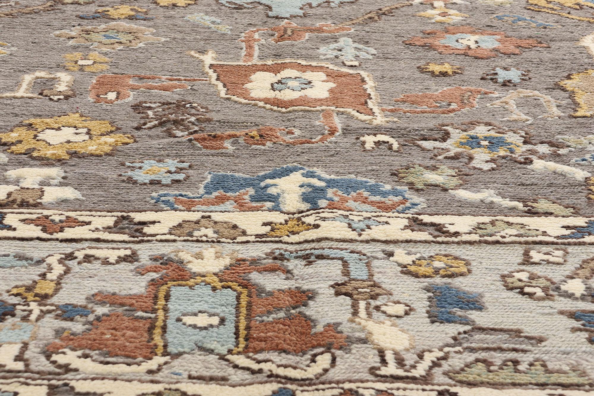 XXI secolo e contemporaneo Nuovo Tappeto Biofilico Contemporaneo Grigio Oushak Soumak Testurizzato in vendita