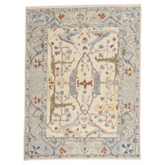 New Biophilic Contemporary Oushak Soumak Textured Carpet