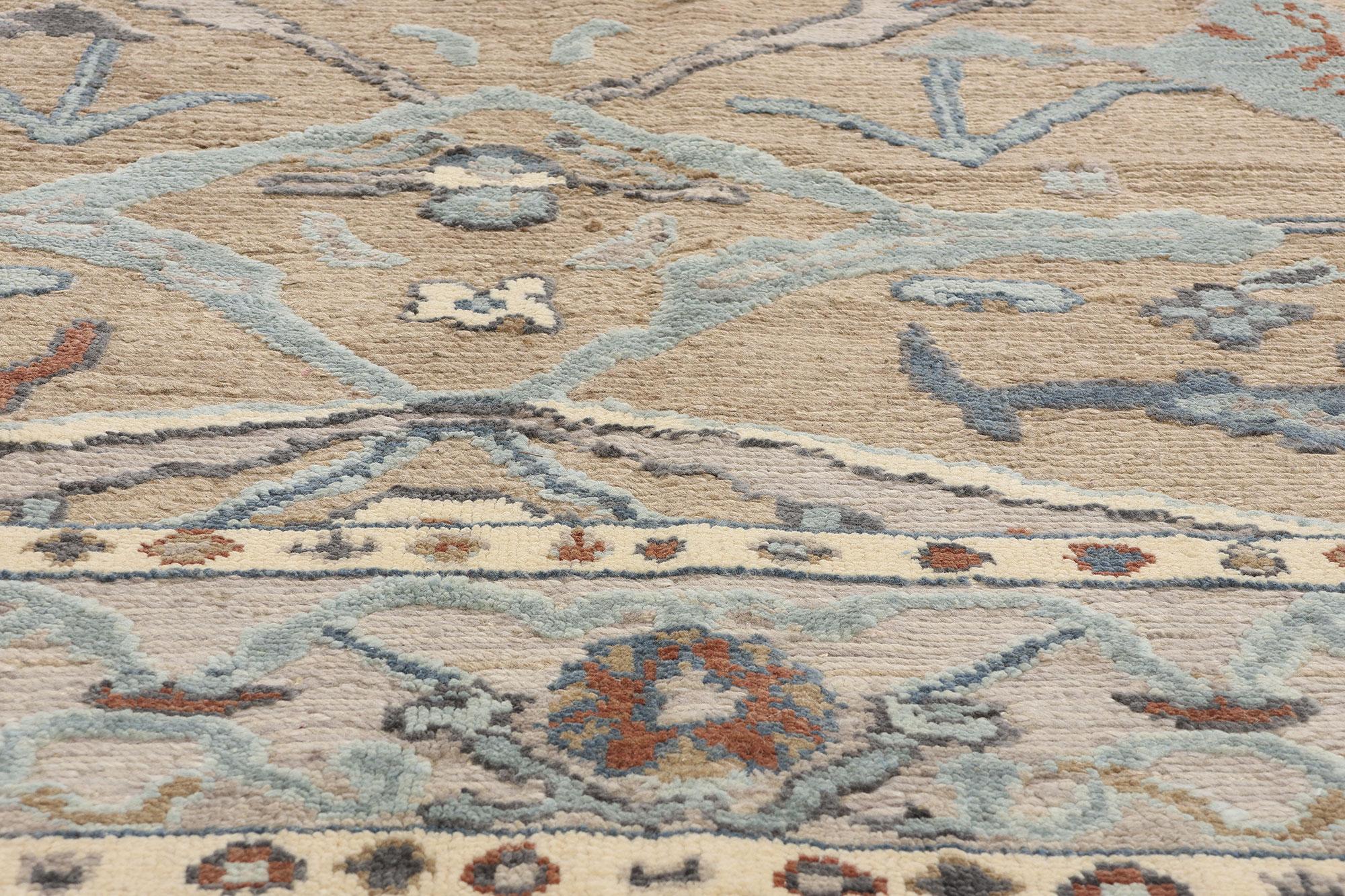New Biophilic Contemporary Soft Earth-Tone Oushak Soumak Textured Carpet (21. Jahrhundert und zeitgenössisch) im Angebot