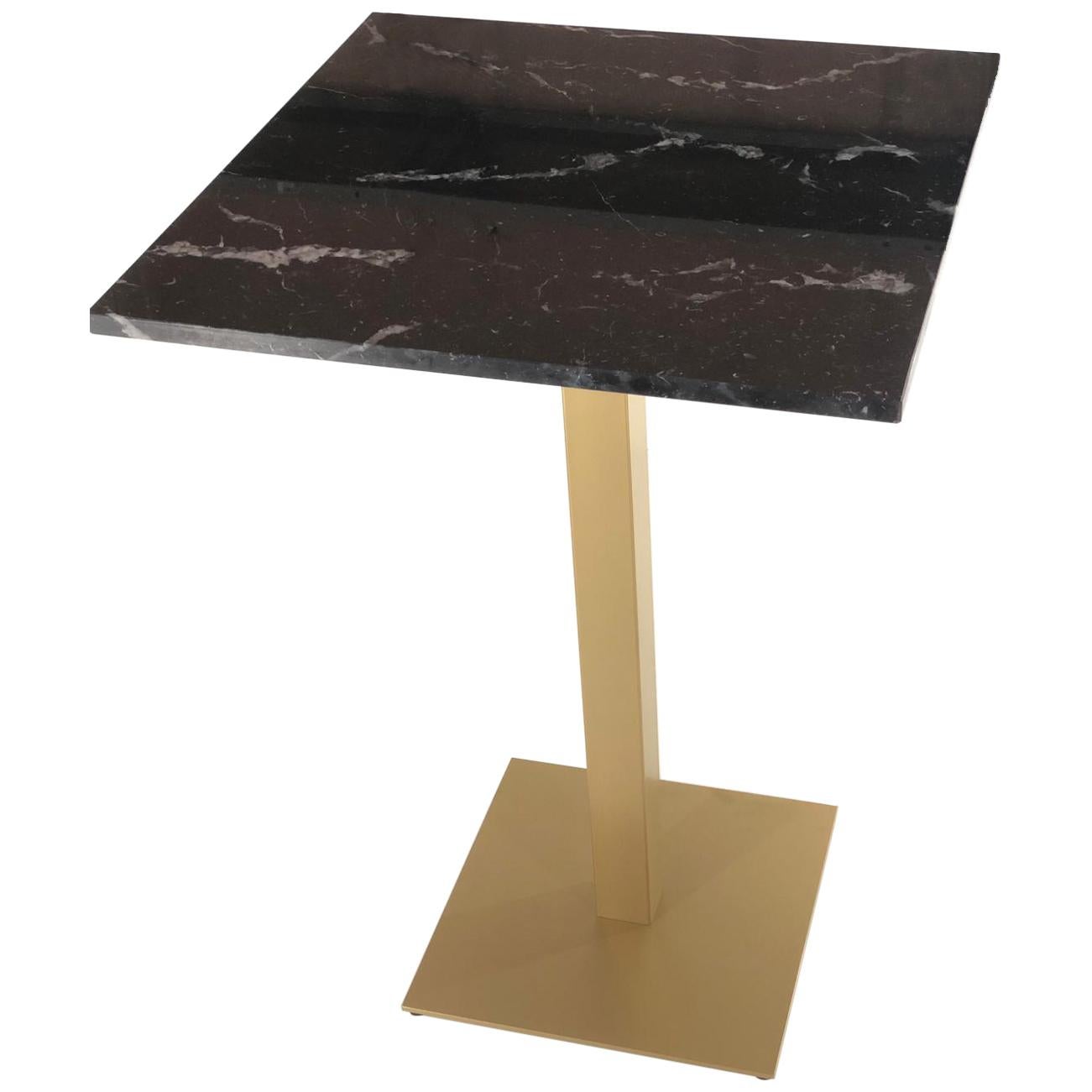 Neuer Bistro-Hoher Tisch aus vergoldetem Schmiedeeisen mit schwarzer Marmorplatte. Indoor & Outdoor