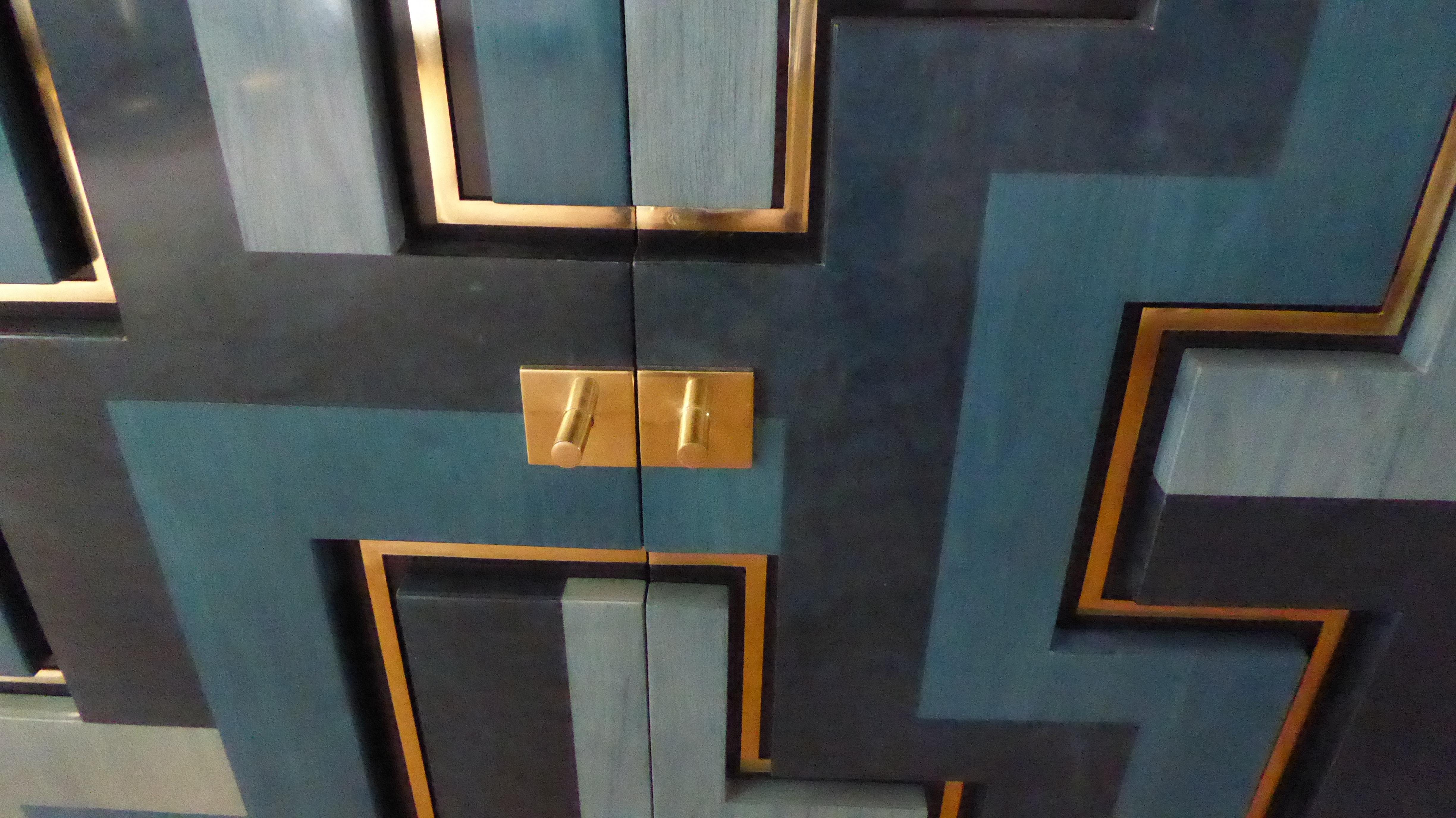 Neu  Schwarz und  Blaue Tischlampe   Intarsien aus Holz von Aymeric Lefort im Angebot 3