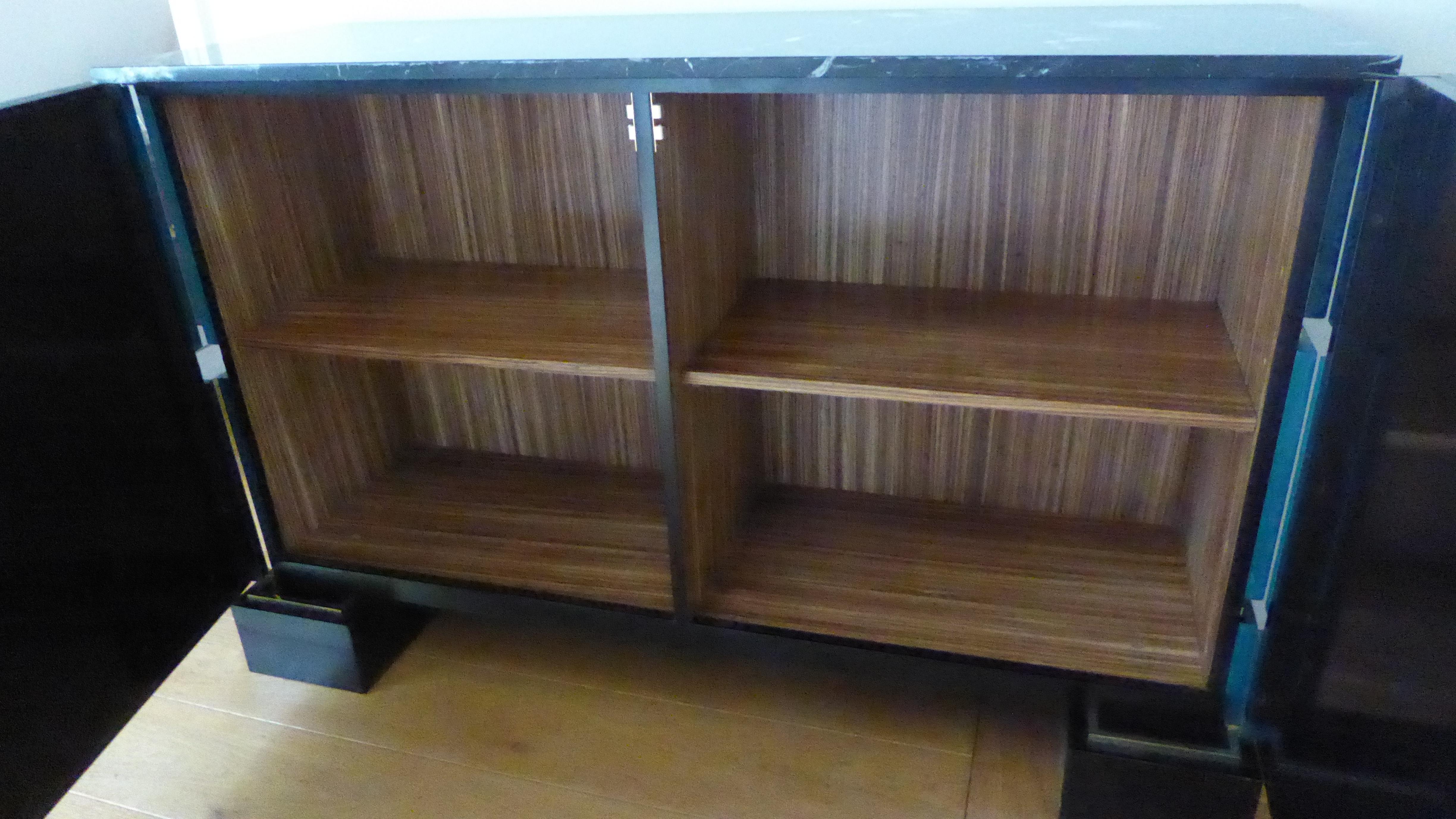 Neu  Schwarz und  Blaue Tischlampe   Intarsien aus Holz von Aymeric Lefort im Angebot 6