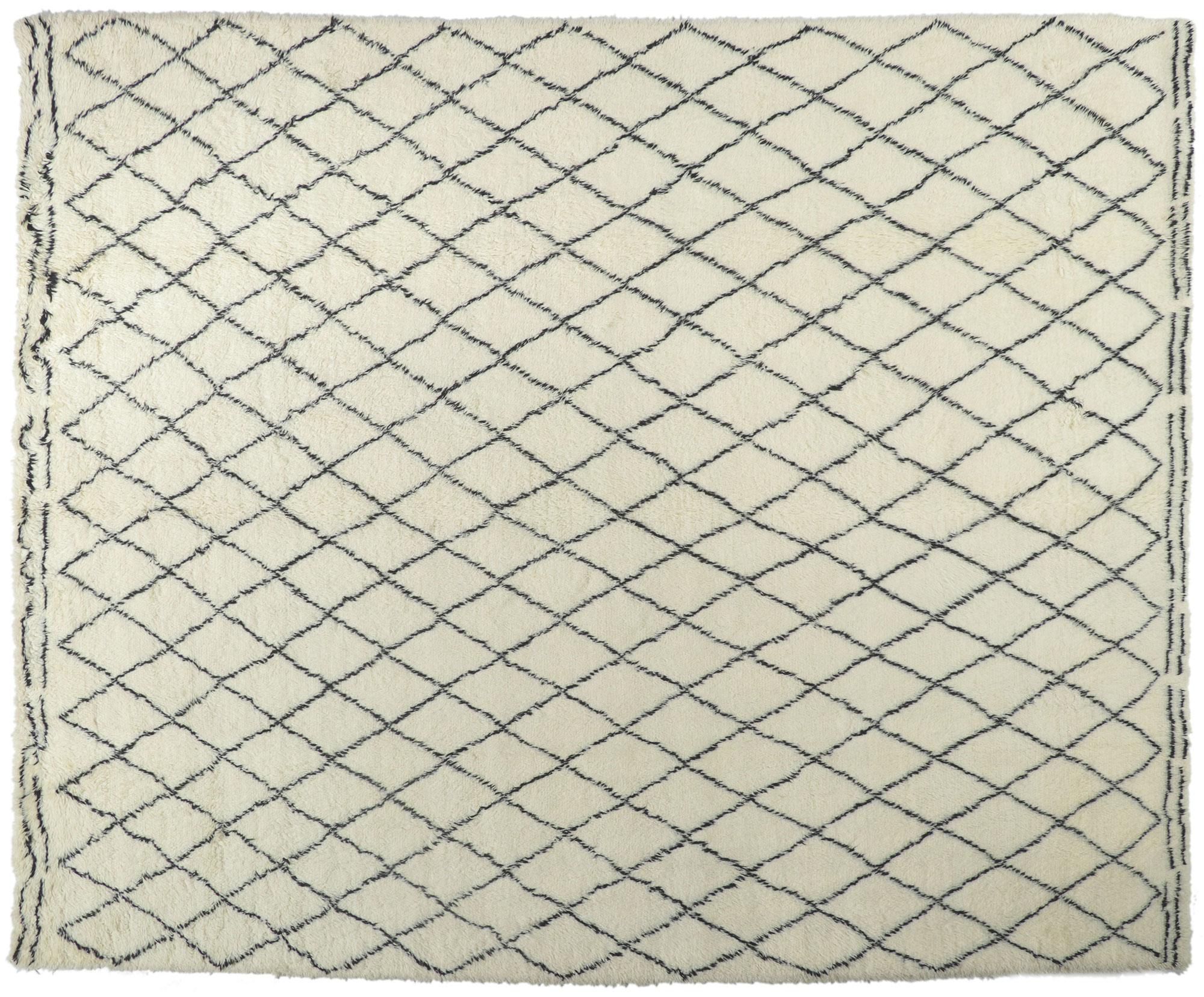 Nueva Alfombra Moderna Estilo Marroquí Negro y Marfil con Acogedor Estilo Hygge en venta 2