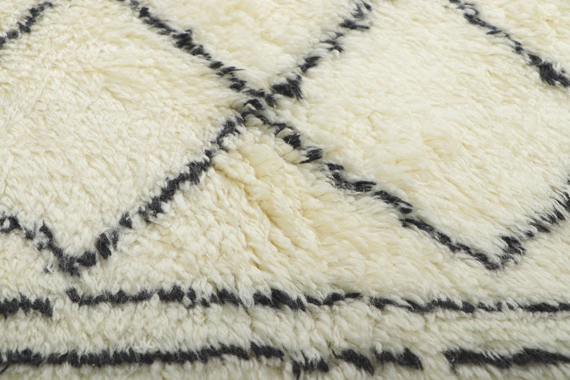 New Black and Ivory Modern Moroccan Style Rug with Cozy Hygge Style In New Condition For Sale In Dallas, TX