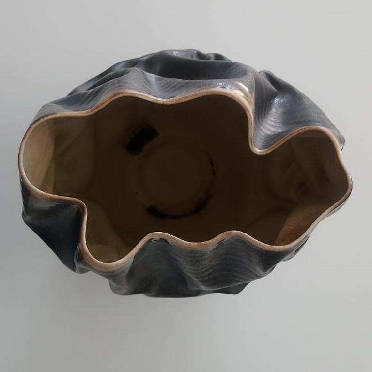 Organic Modern New, Black Dehydrated Form, Vase, Interior Sculpture or Vessel, Objet D'Art