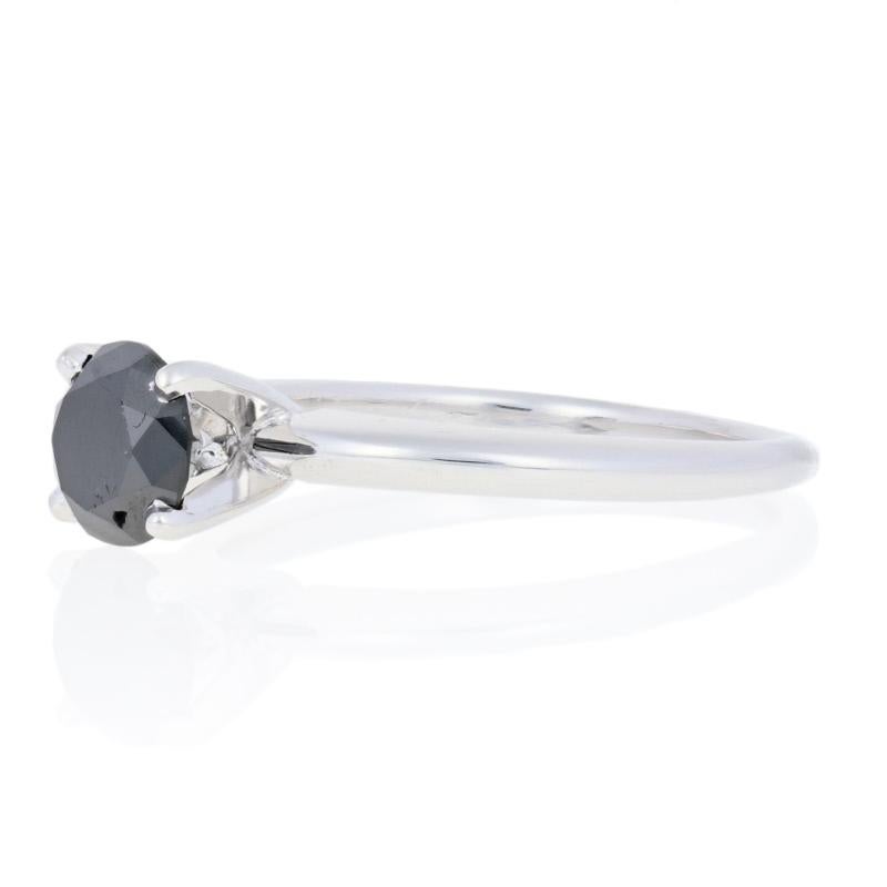 En vente :  New Black Diamond Engagement Ring, 14k Gold Round Cut Solitaire 1.21ct 3