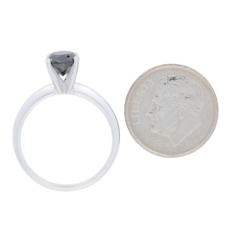 En vente :  New Black Diamond Engagement Ring, 14k Gold Round Cut Solitaire 1.21ct 5