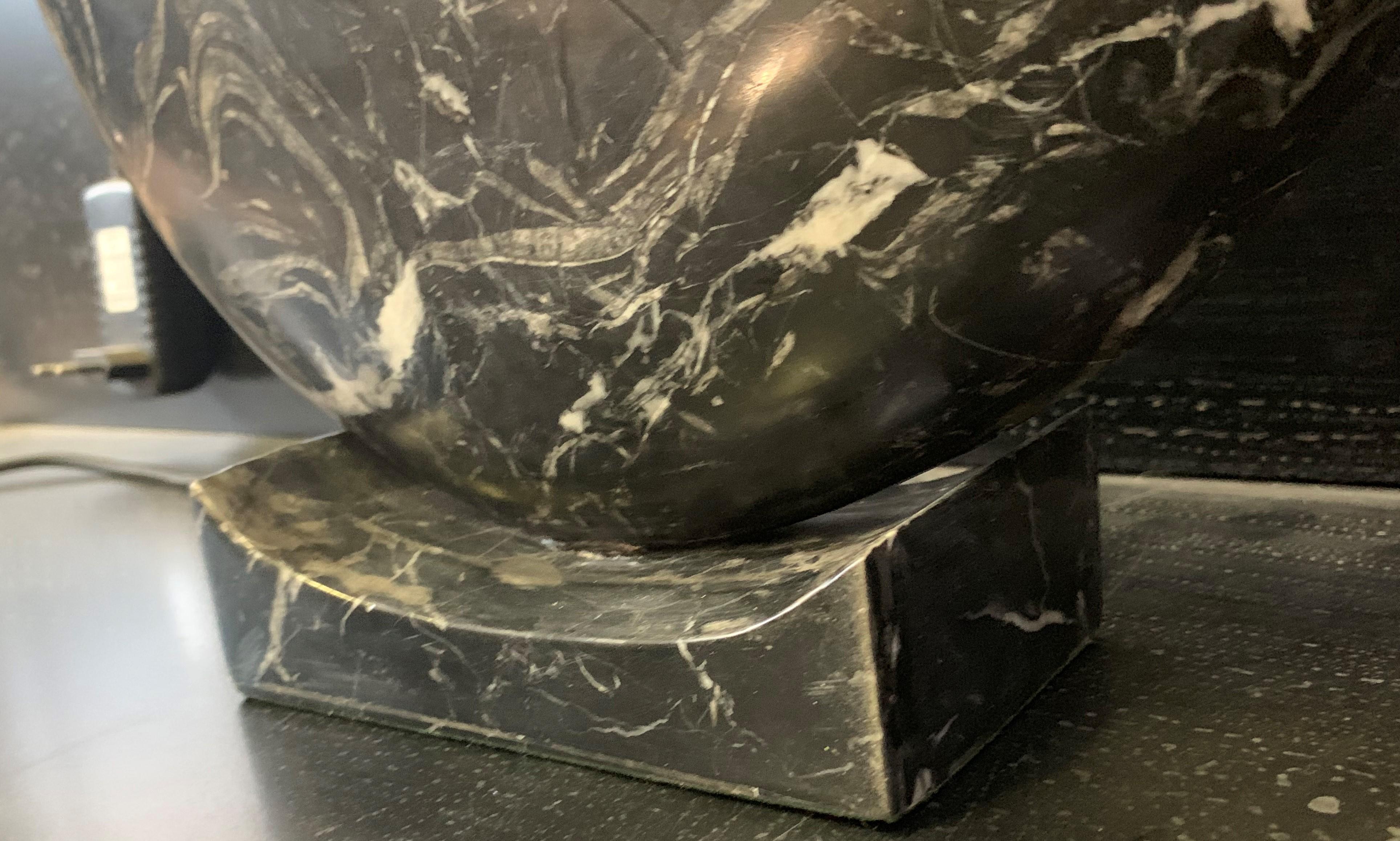New Black Marble Table Lamp with Base For Sale 6