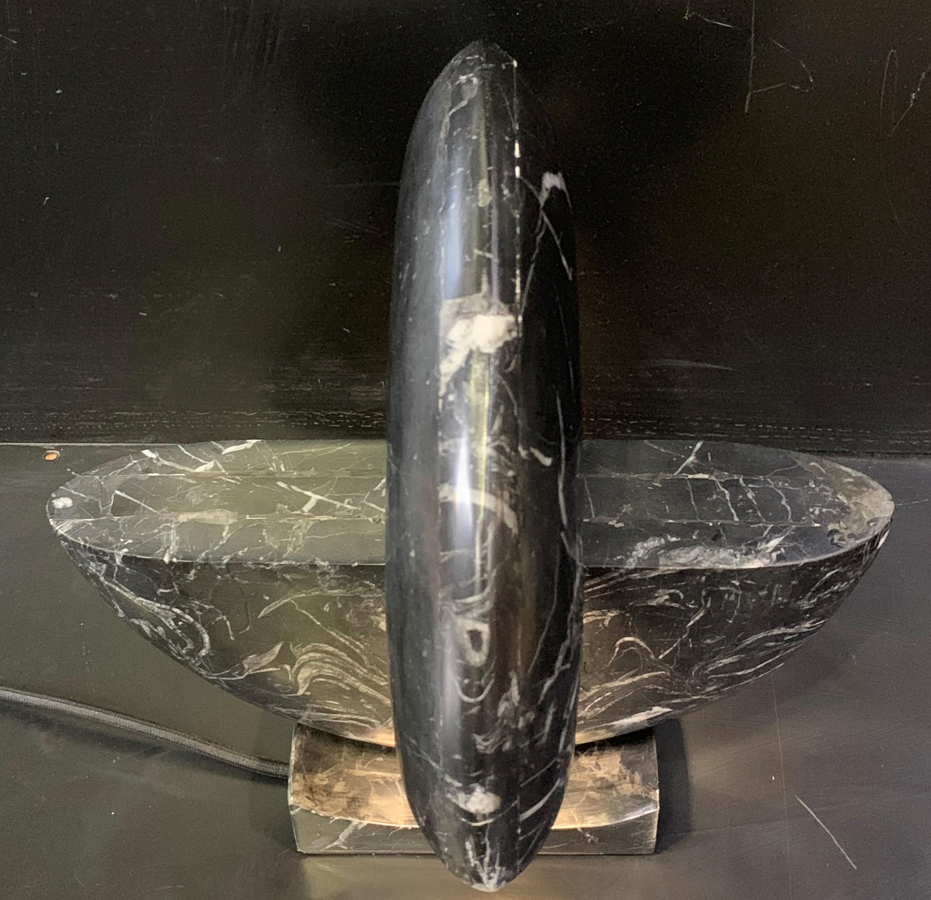 Spanish New Black Marble Table Lamp with Base For Sale