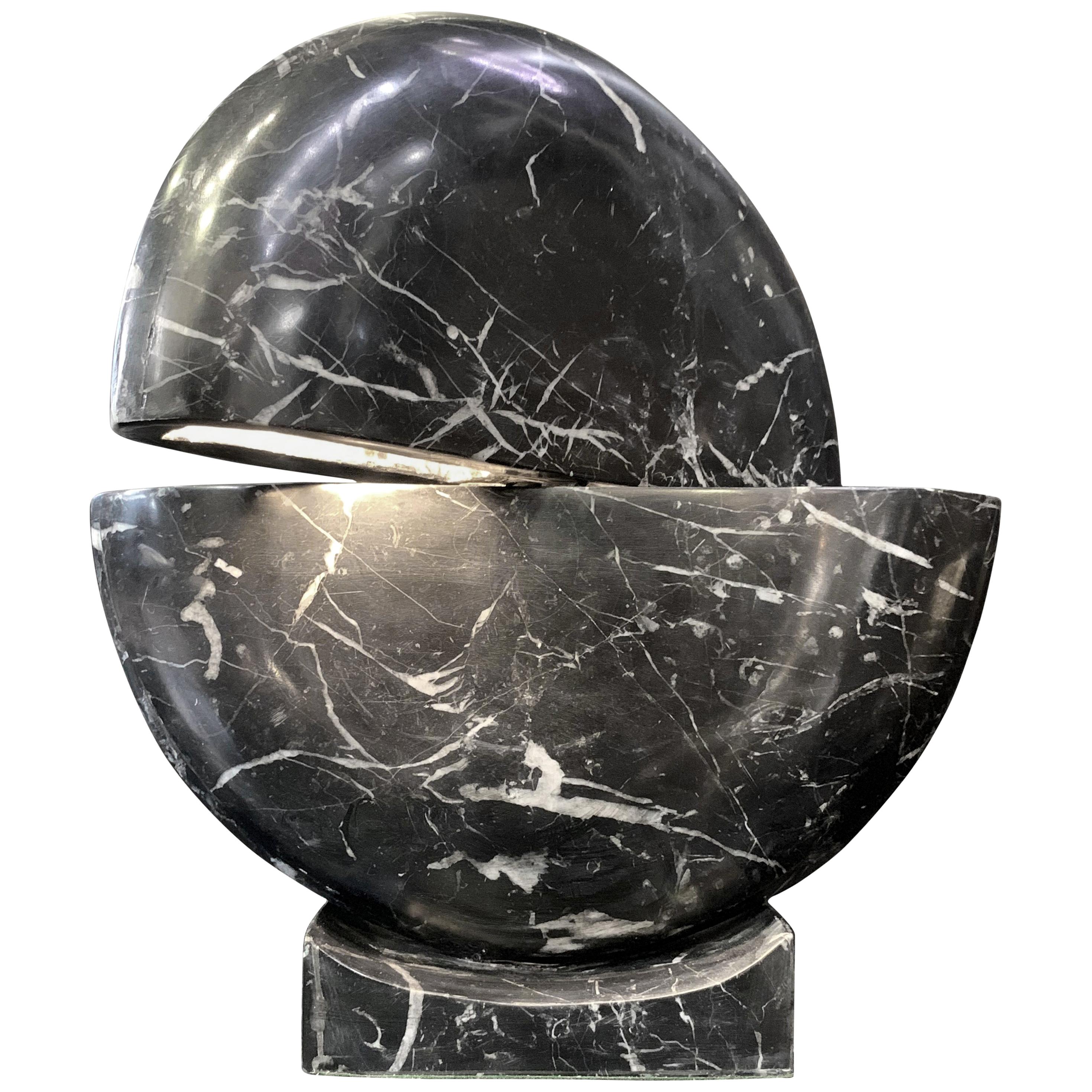 New Black Marble Table Lamp with Base For Sale