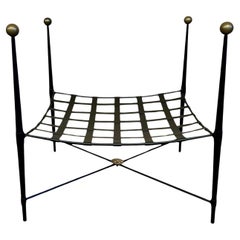 New Black Wrought Iron Curule Bench with Gold Details